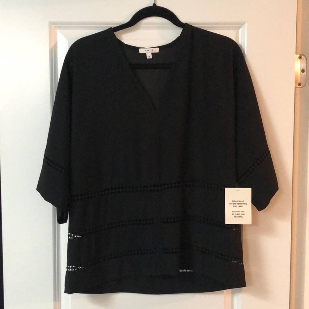 Stella & Dot Maette Hyde black 3/4 sleeve tunic